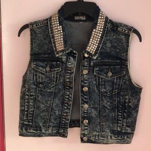 Forever 21 Studded Denim Crop Jacket